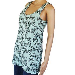 No Boundaries Tank Top Teen Jr 15-17 XL Mint Green Black Butterfly Knit Stretch